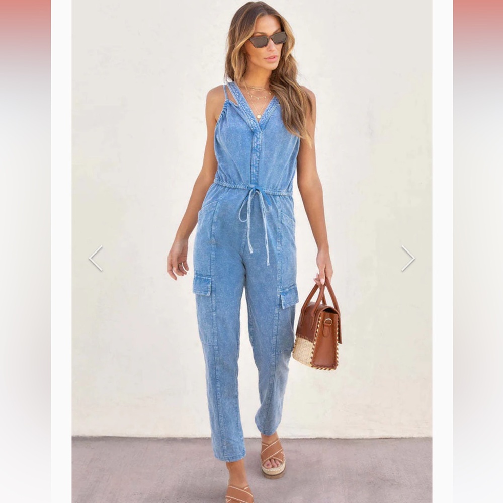 Brand New without tags. Distressed soft chambray jumpsuit.